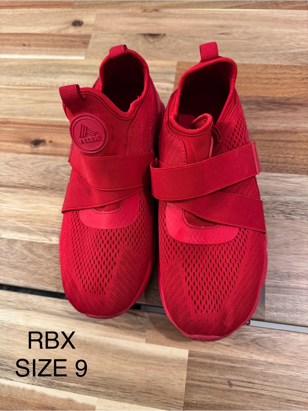 RBX Mens Bright Red Athletic Slip-On Sneakers with Strap